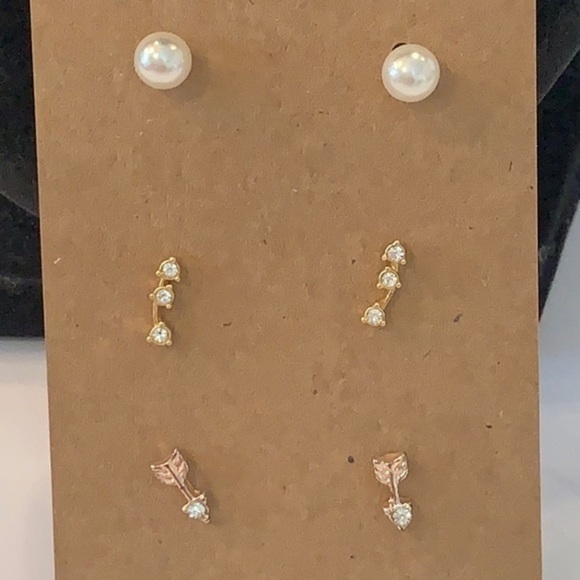 💐5/25 3 pair crystal rhinestone arrow ball stud - Picture 1 of 8